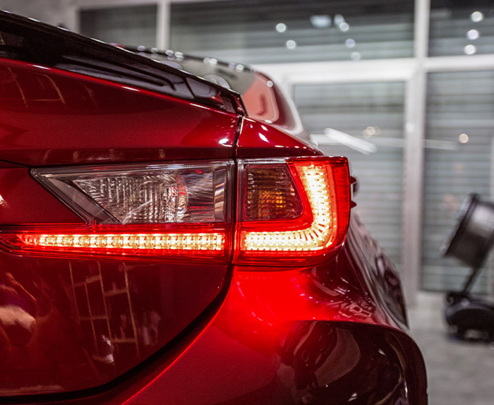 Red car tail light with upgraded lighting